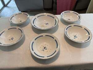 Home Style Country Goose Stoneware Soup/Cereal Bowls Set of 5